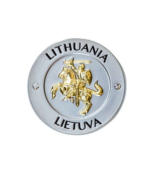 Apvalus metalinis magnetas su Vyčiu ir užrašu Lietuva Lithuania
